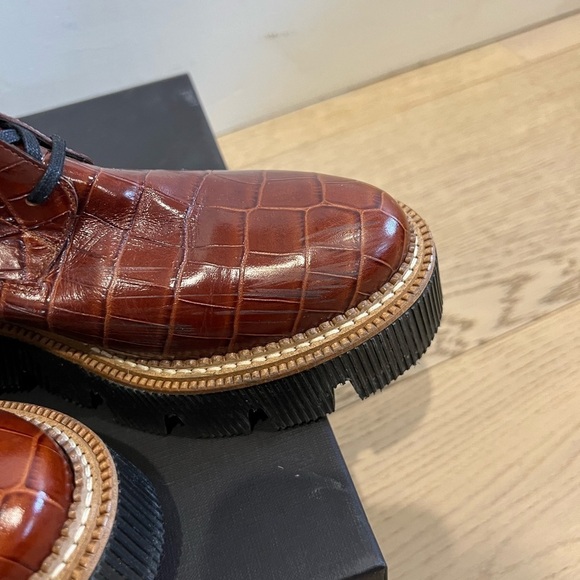 Freda Salvador Billie Platform Combat Boot in Brick Red Embossed Croc. SOLD OUT - Picture 5 of 7